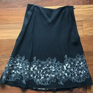Ann Taylor Loft black skirt with floral pattern